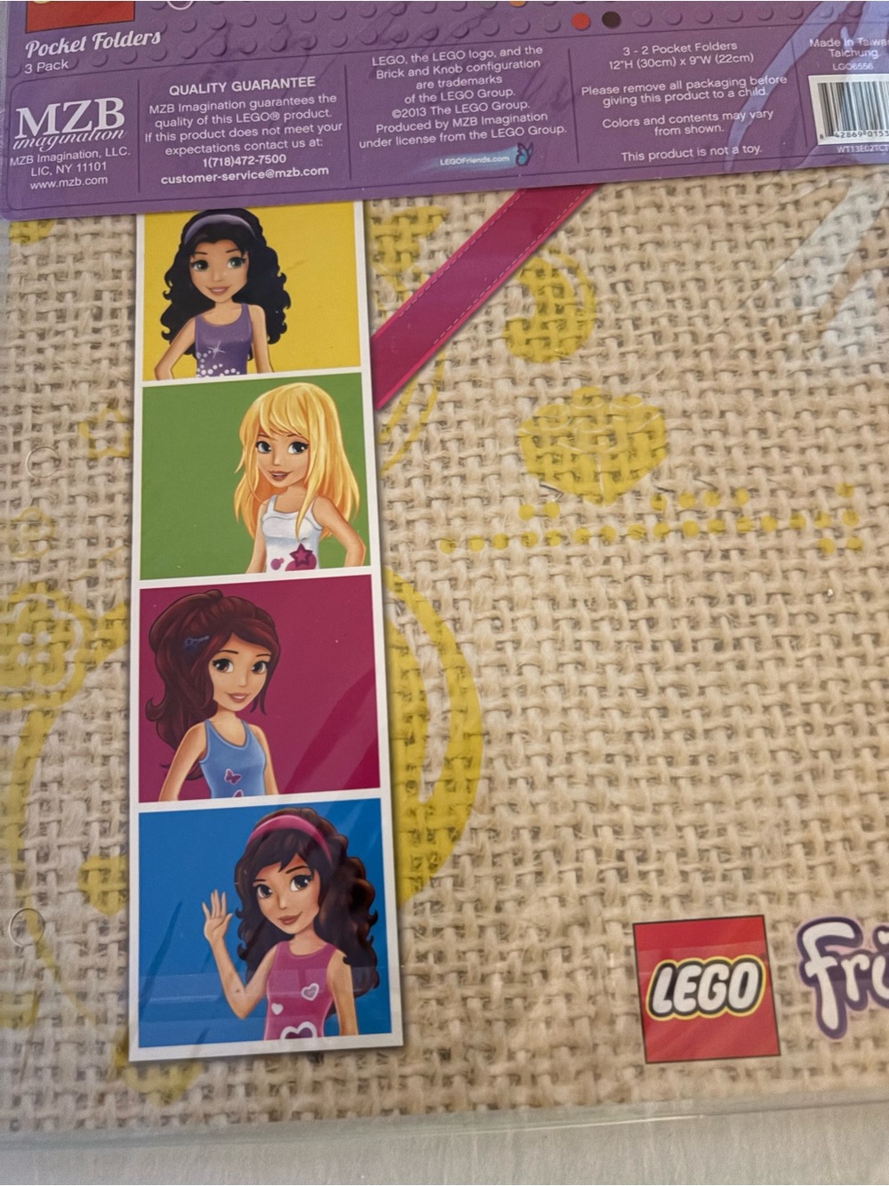 Lego Friends Pocket Folders in Purple, Pink, Blue and Green